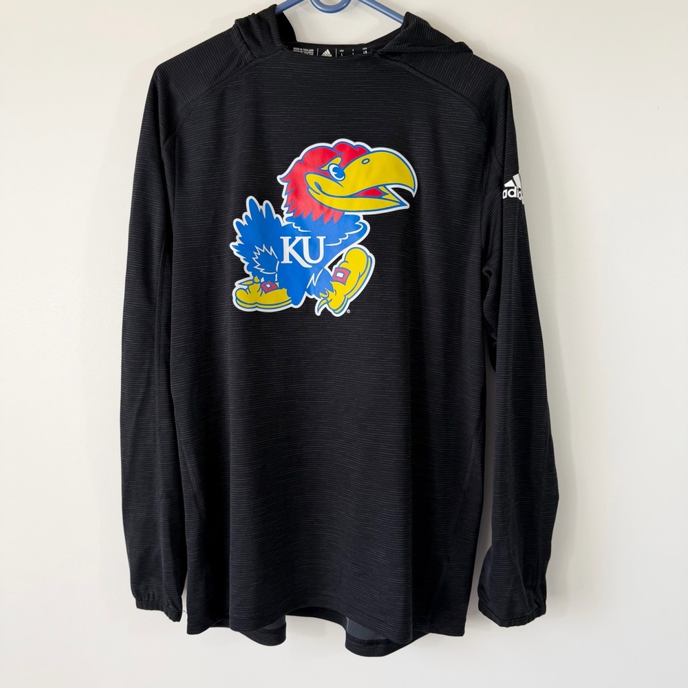 University of Kansas KU Jayhawks Adidas Aeroready Hoodie Black Large